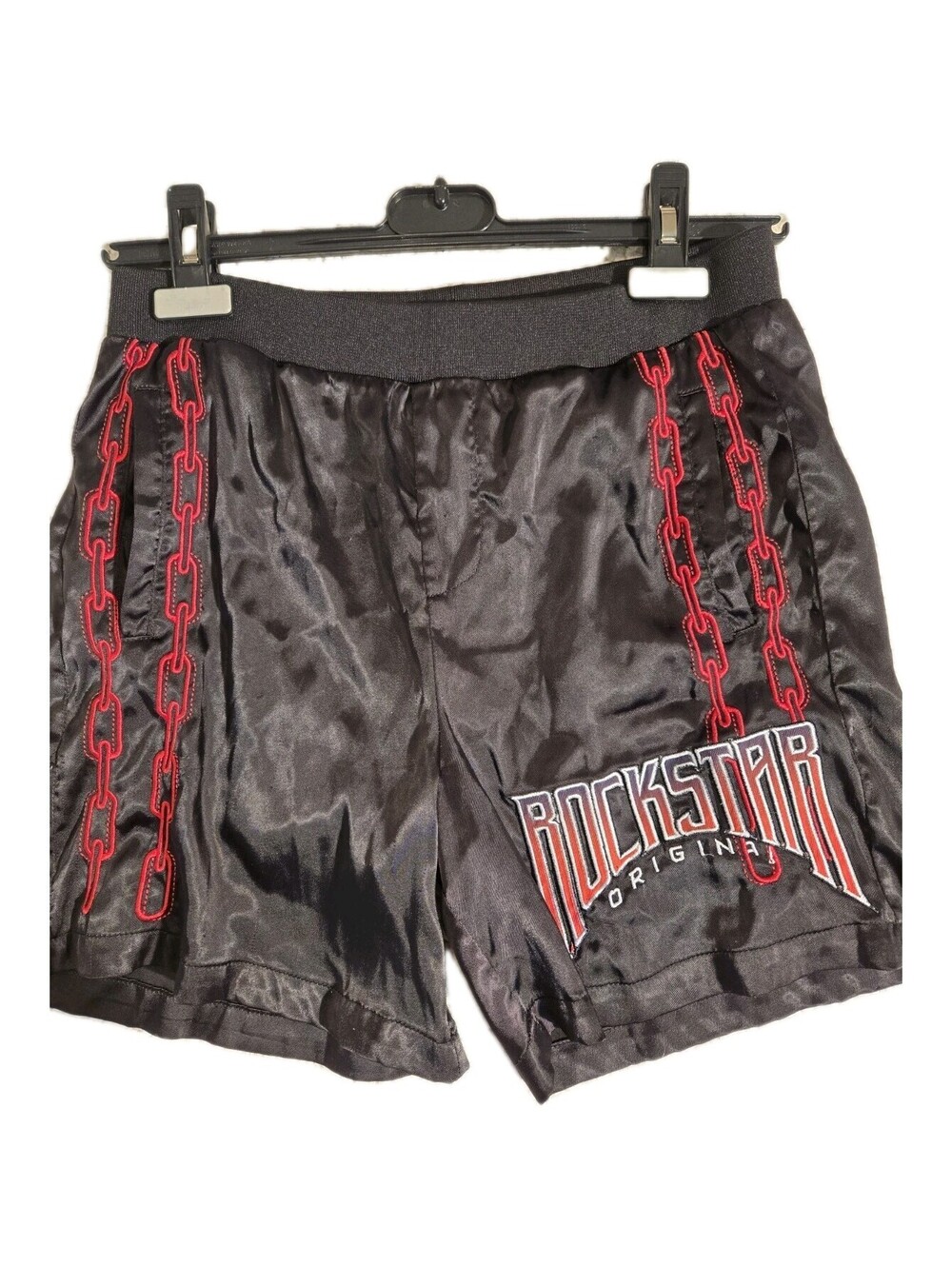 rockstar original Shorts Black With Red Chain Graphic Waist 28 Sz M (14)